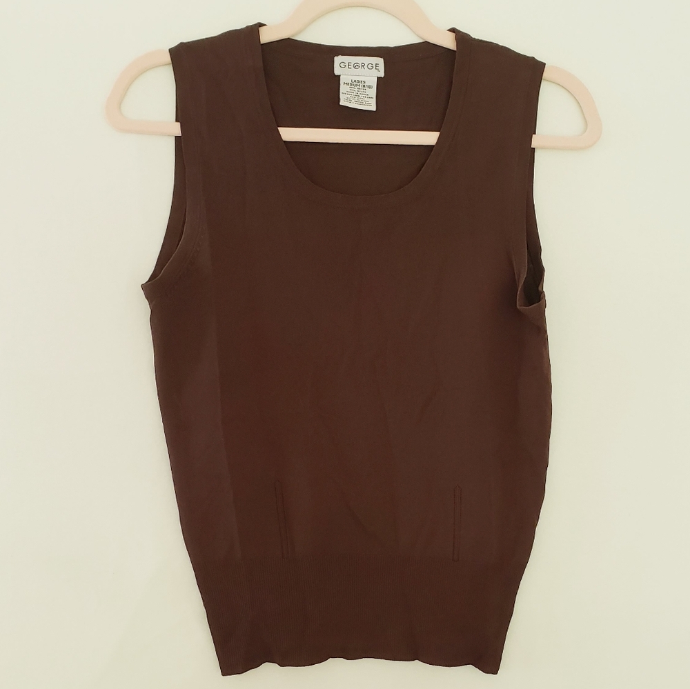 George Knit Sleeveless Top, Crew Neck, Bibbed Hem With Stretch